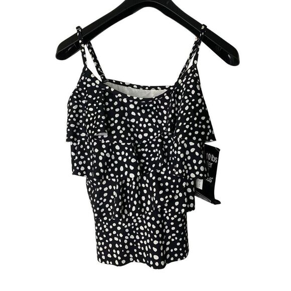 Miraclesuit polka dot swim suit tank top black women's size 10 NEW WITH TAGS - Picture 1 of 4